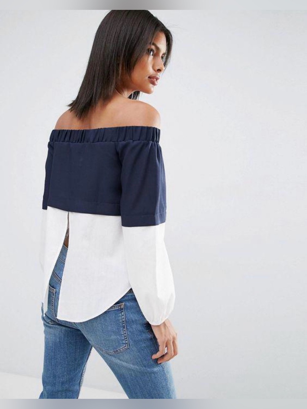ASOS Off Shoulder Two Tone Overlay Blouse